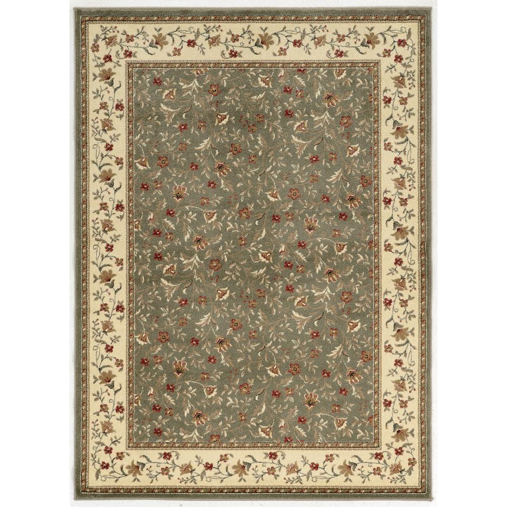 Radici Usa Como Area Rug 1593 Sage Italian Bordered 5' 5" x 7' 7" Rectangle