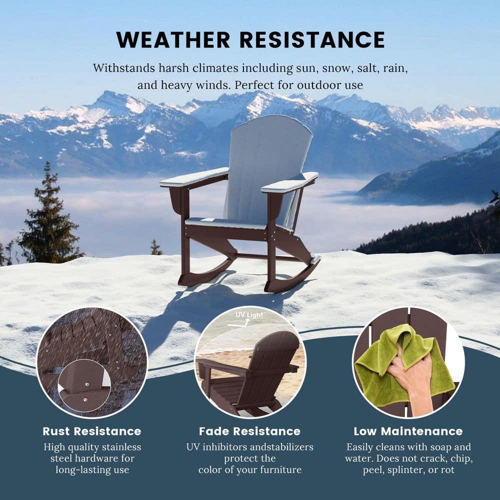 Polytrends  Laguna Hdpe All Weather Outdoor Patio Rocking Chair Dark Brown