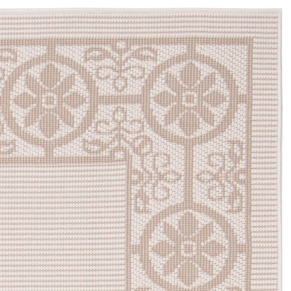 SAFAVIEH Bermuda Zoey Floral Bordered Indoor/Outdoor Area Rug Ivory/Beige, 9' x 12'