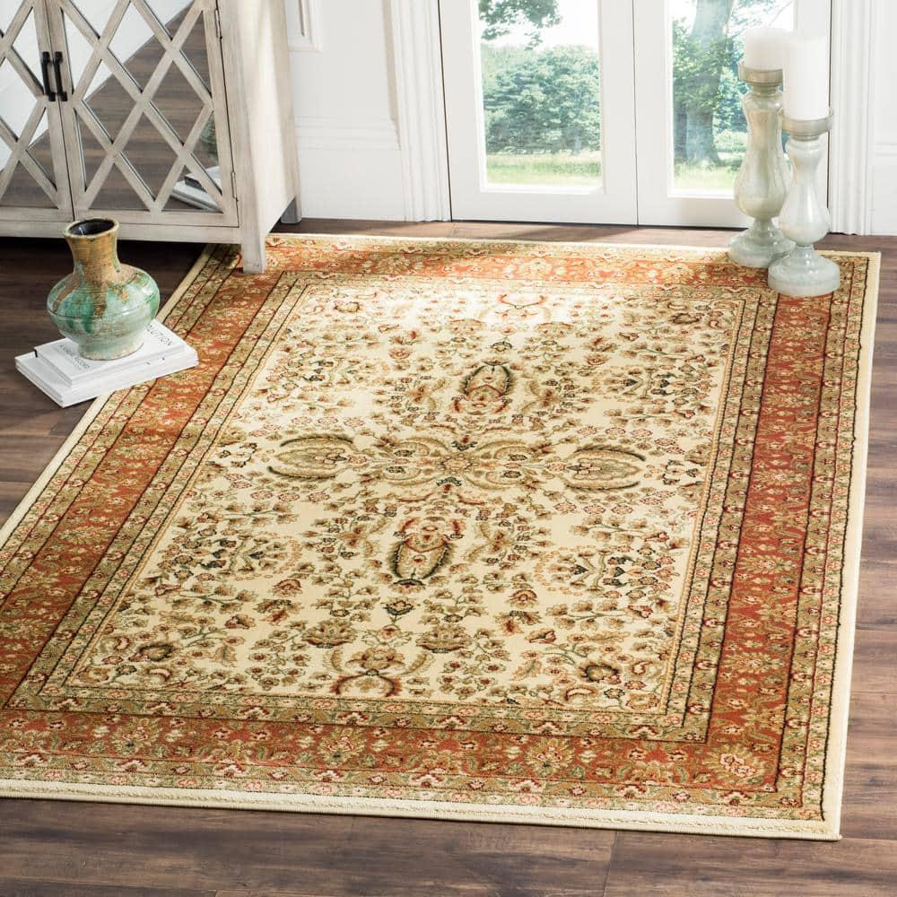 Lyndhurst LNH214 Power Loomed Area Rug - Ivory/Rust - 8'x8' - Safavieh.