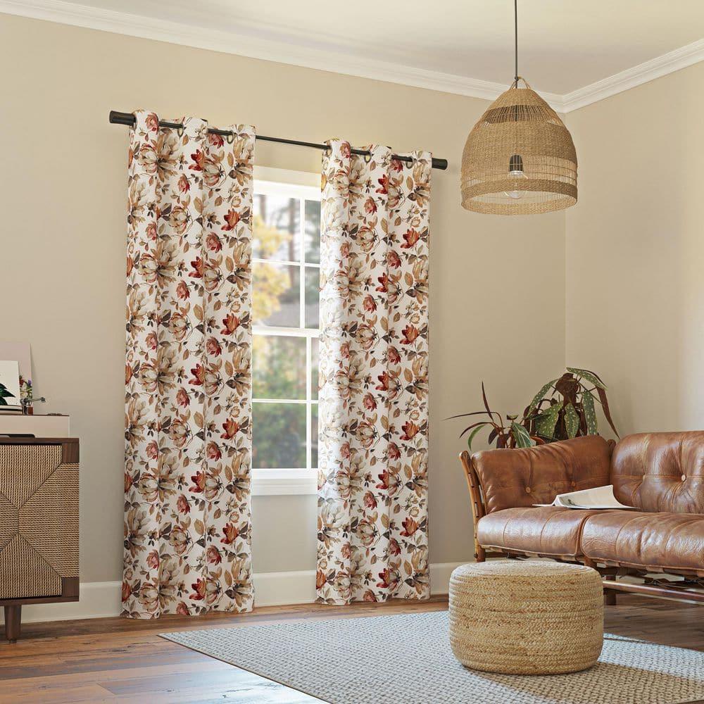 Sun Zero Irma Vintage Floral Blackout Grommet Curtain Panel, 40"x63", Stone