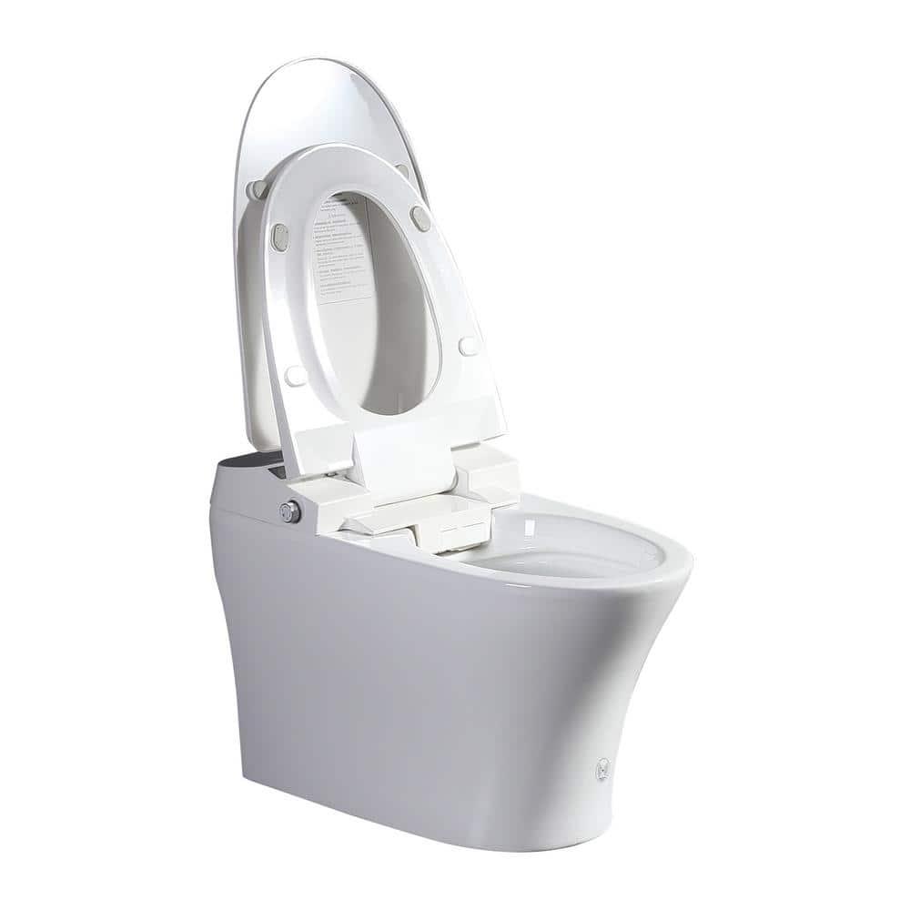 Elongated Smart Toilet Bidet with Auto Flush, Heated Seat, Seating Sensor, Foot Induction Flush