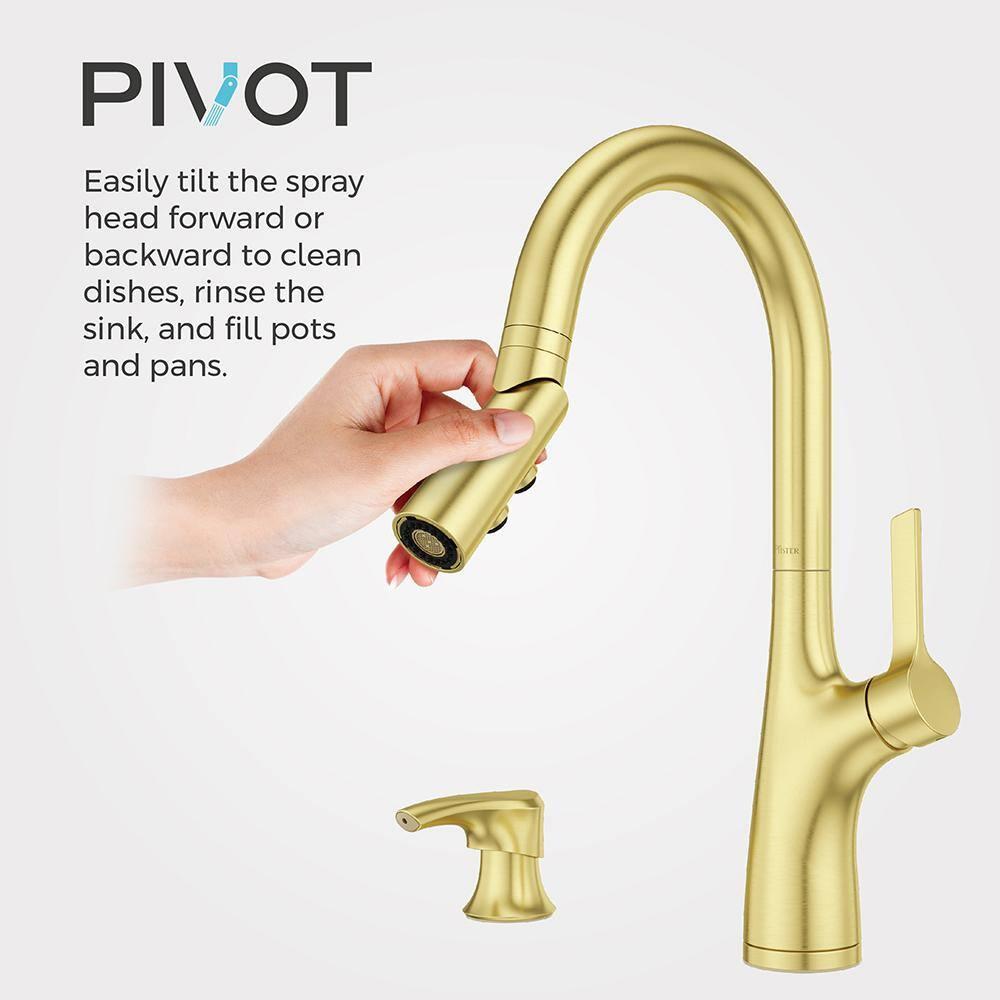 Ceylon Single Handle Culinary Pull Down Sprayer Kitchen Faucet in Brushed Gold