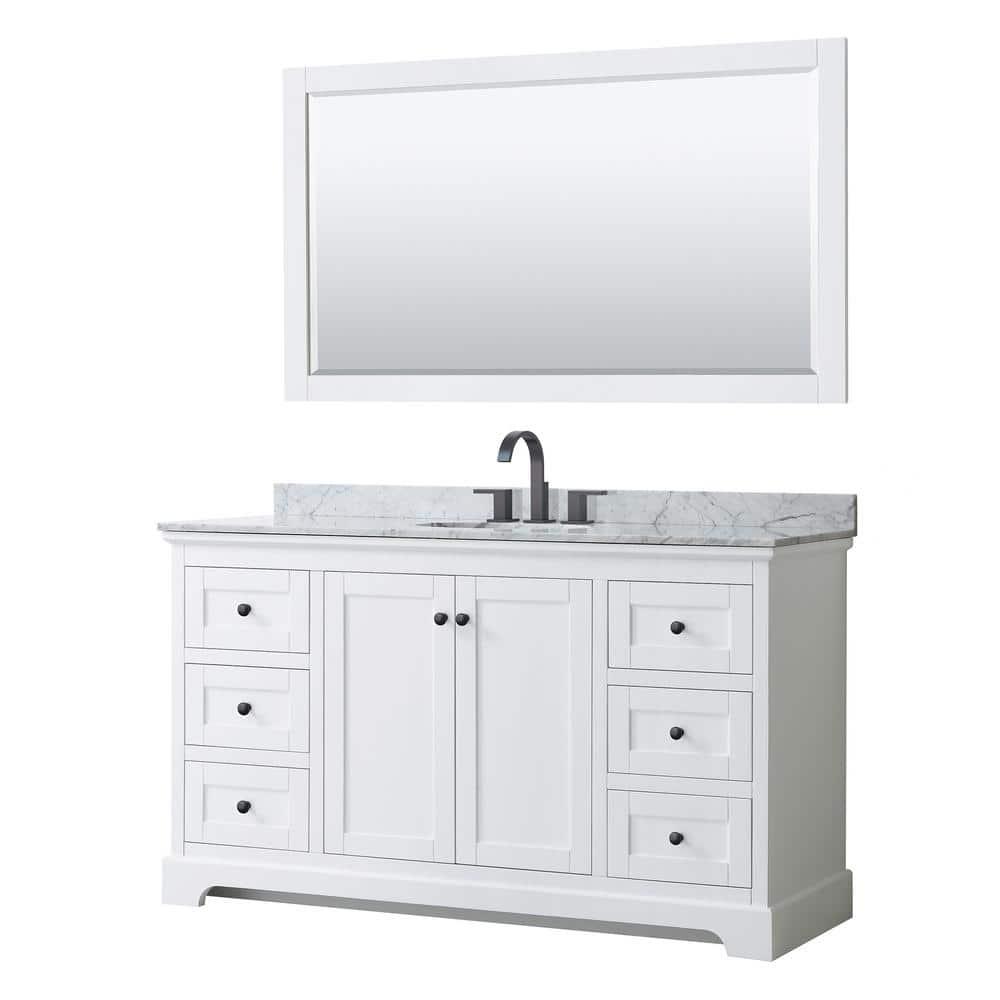 Wyndham Collection Avery 60'' Single Bathroom Vanity with Stone Top with Mirror