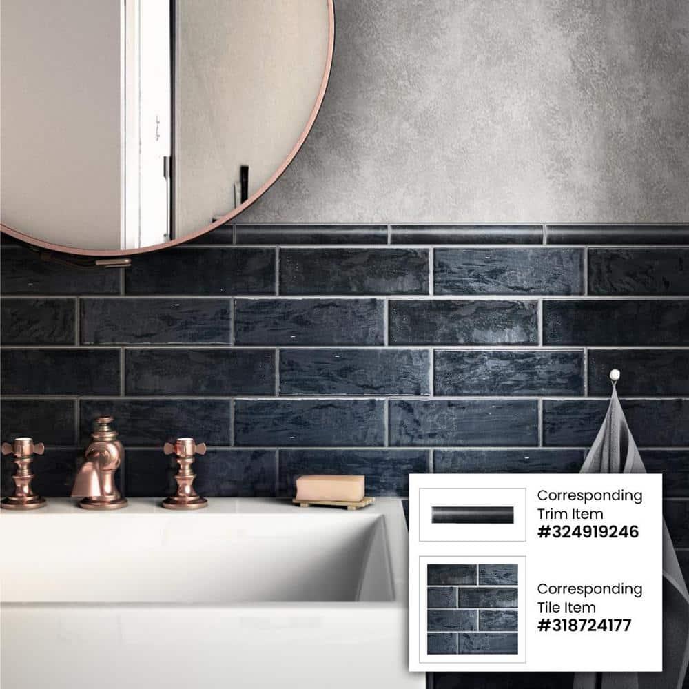 Apollo Tile   Dark Blue 2.58-in. x 8-in. Polished Ceramic Subway Tile (5.38 Sq ft/case)