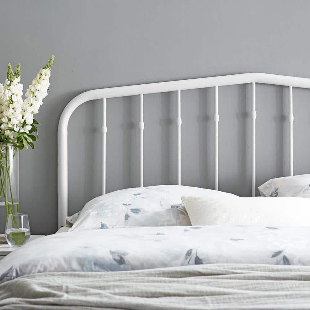 Lennon White Twin Metal Headboard with Adjustable Height