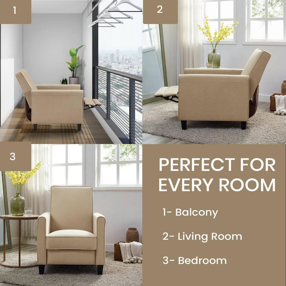 Landon Push Back Recliner Upholstered Club Chair by Naomi Home-Color:Mocha,Fabric:Linen
