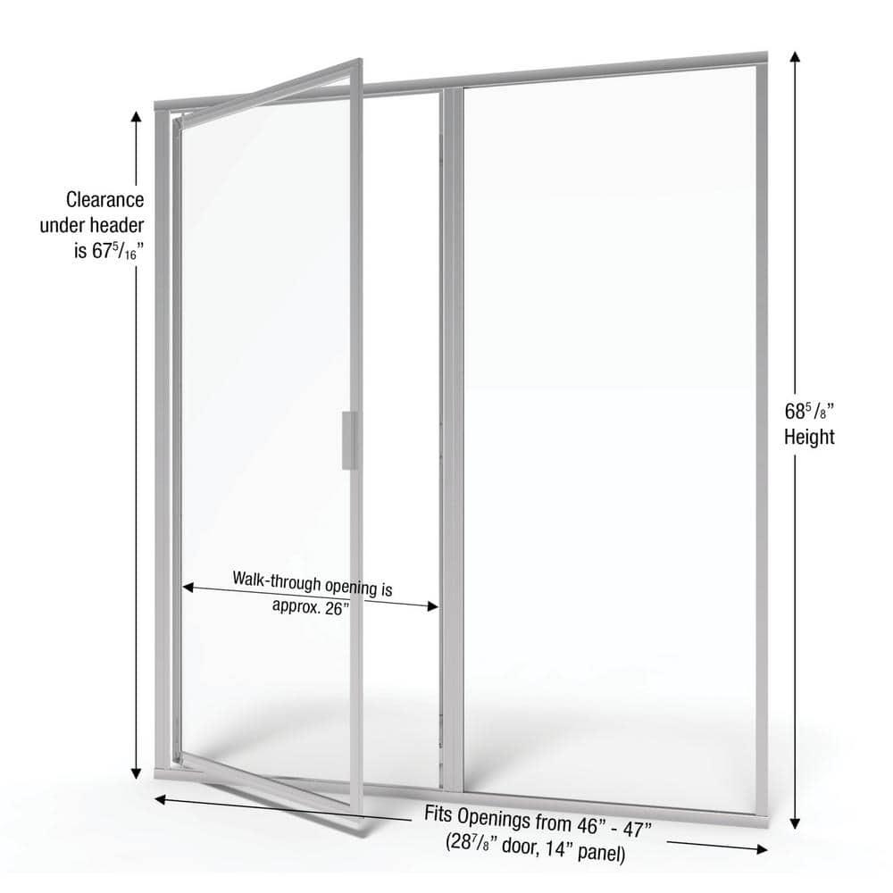 Basco Deluxe 47" x 68.62" Framed Shower Door DLXH35A4768XPSV