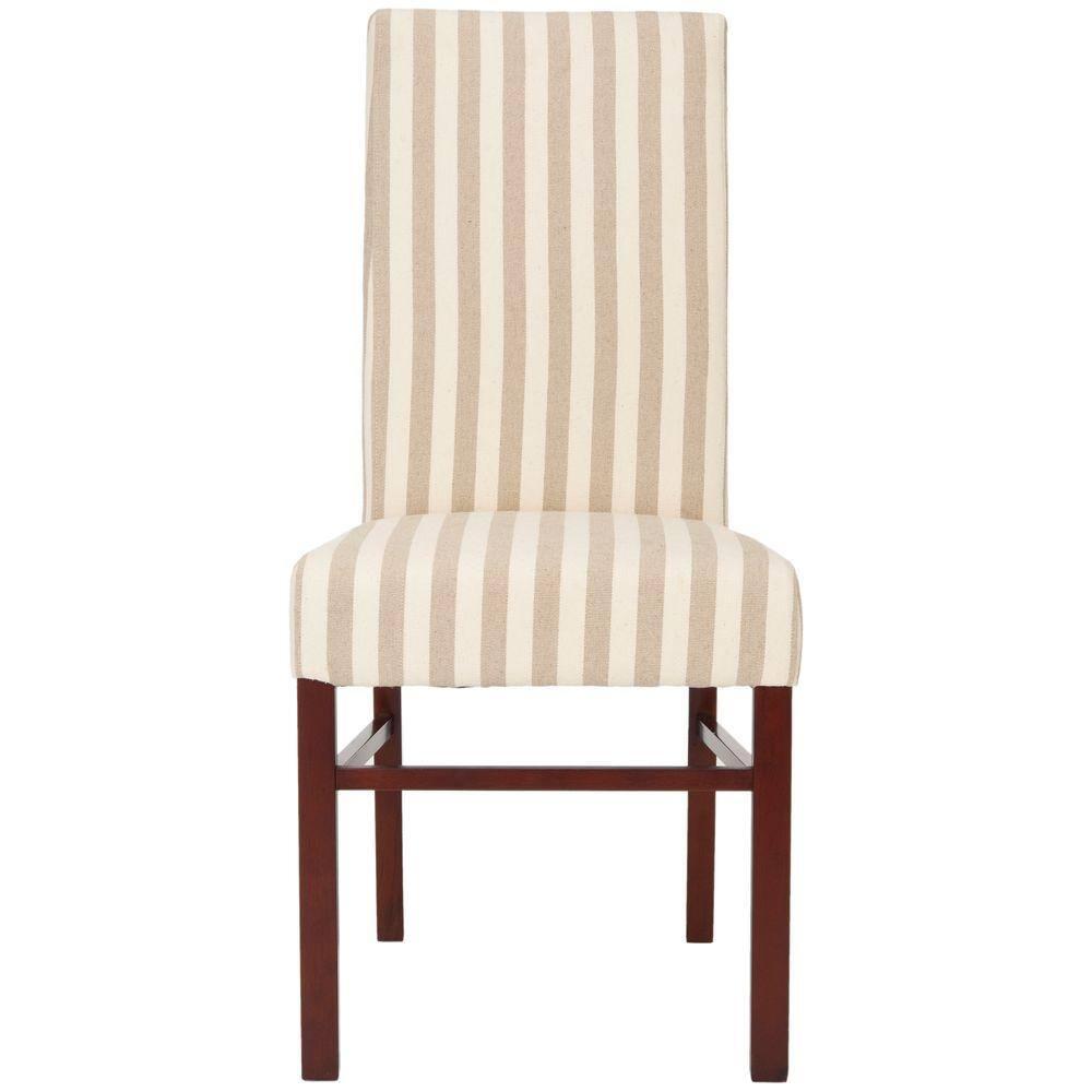 Classic 20''H Striped Side Chair (Set Of 2) - Tan/Cream - Safavieh