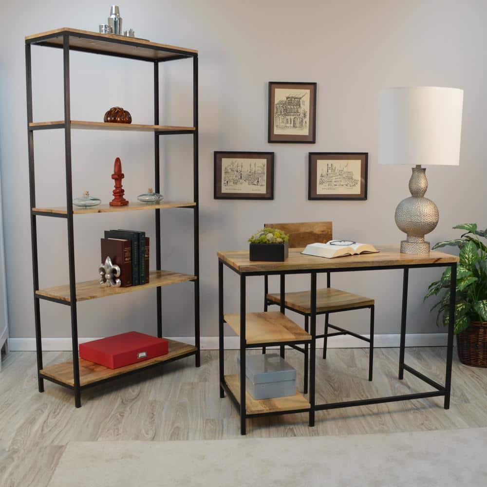Carolina Classics Isaac Tall Bookcase in Natural Mango and Black
