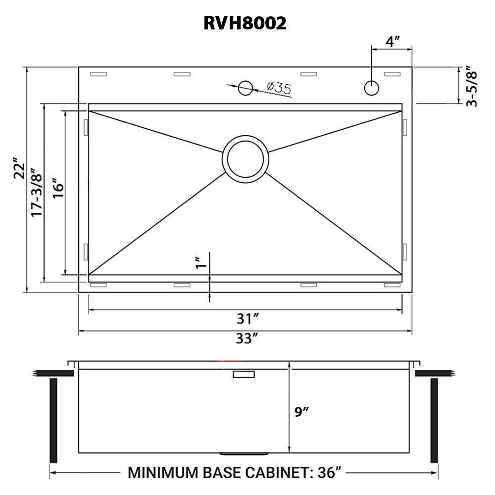 22'' L Drop-In Single Bowl Stainless Steel Kitchen Sink