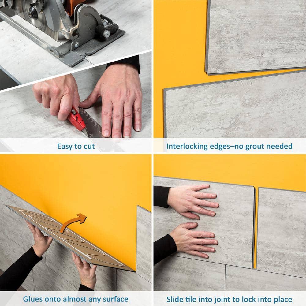 Palisade 25.6 in. x 14.8 in. Interlocking Vinyl Waterproof Wall Tiles