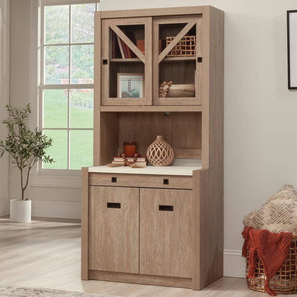 Dixon City Library Base Hutch Ste, Brushed Oak Finish