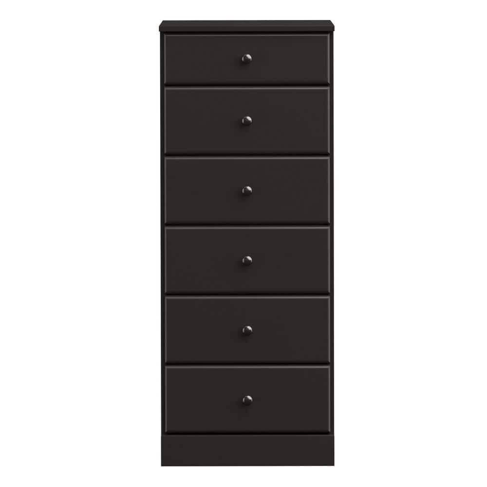 Astrid 6 Drawer Tall Chest Black - Prepac: Space-Saving Vertical Storage for Bedroom