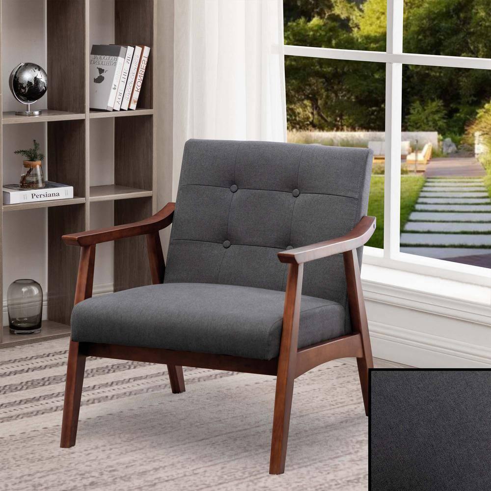 Convenience Concepts Take a Seat Natalie Accent Chair, Dark Gray Fabric/Espresso, All Ages