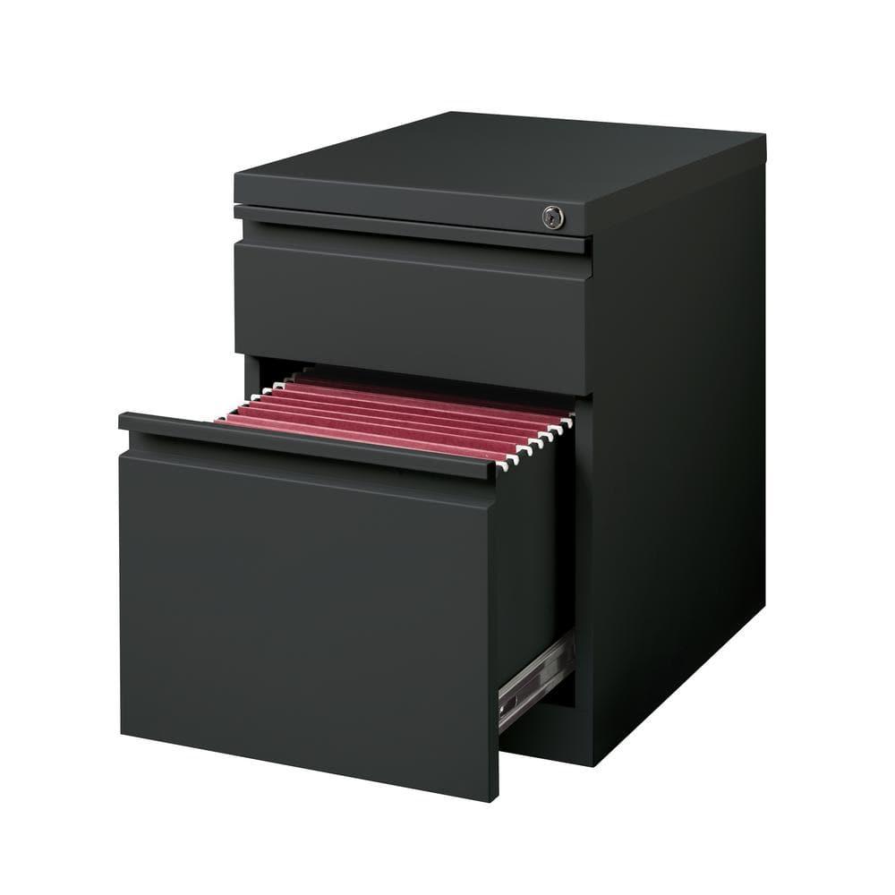 Hirsh 20" Deep Mobile Pedestal File Cabinet 2 Drawer Box-File, Letter Width, Charcoal