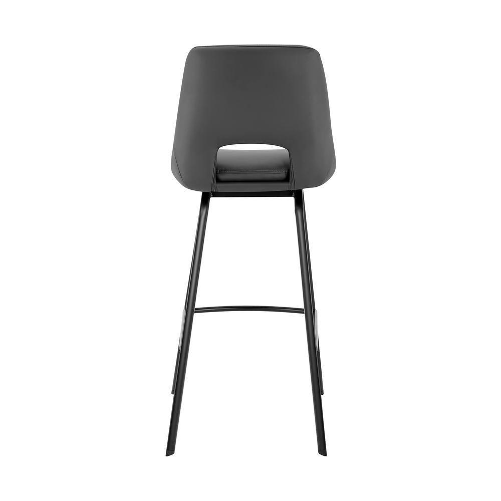 Armen Living Indoor Carise Gray Faux Leather and Black Metal Swivel 26" Counter Stool