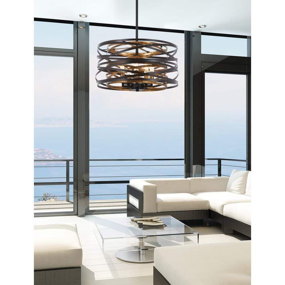 Minka Lavery Dark Bronze Mosaic Gold Pendant Chandelier 16" Wide Modern 5-Light Fixture for Dining Room House Foyer Kitchen Home