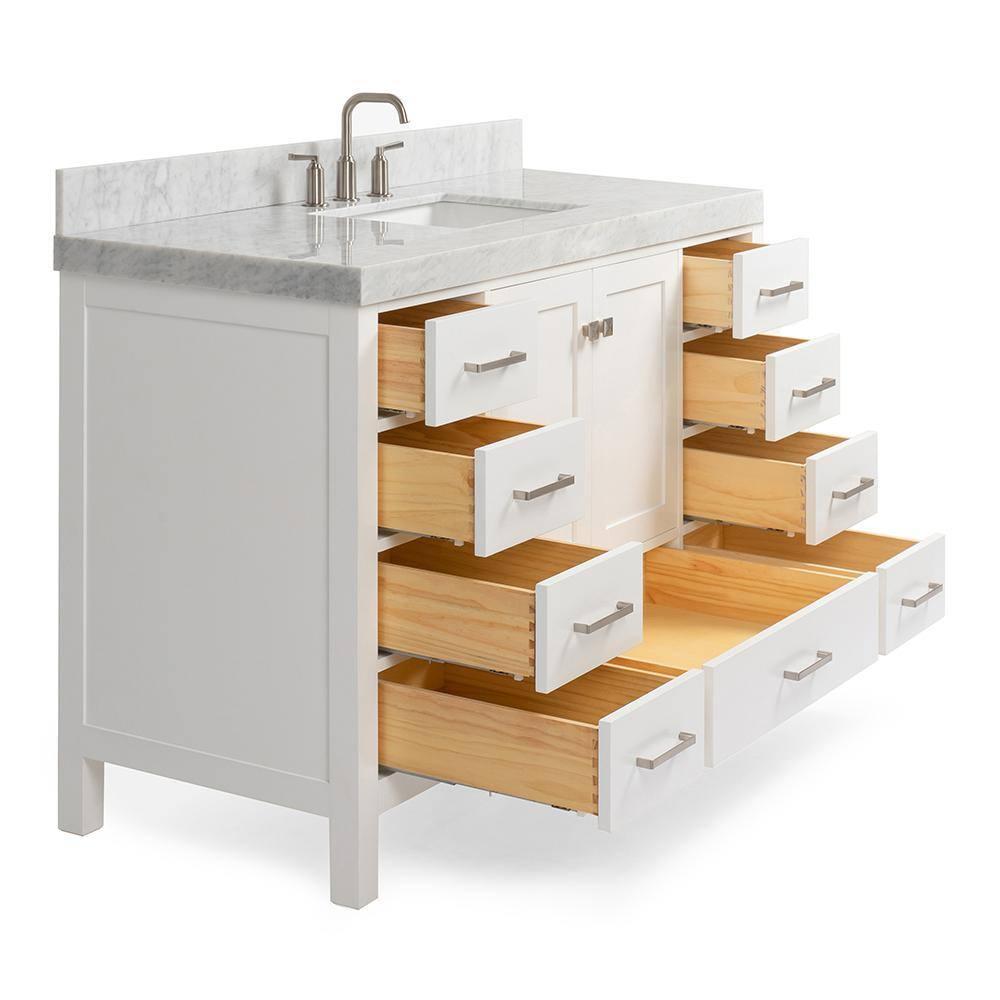 Cambridge 54'' Single Bathroom Vanity with Carrara Marble Top