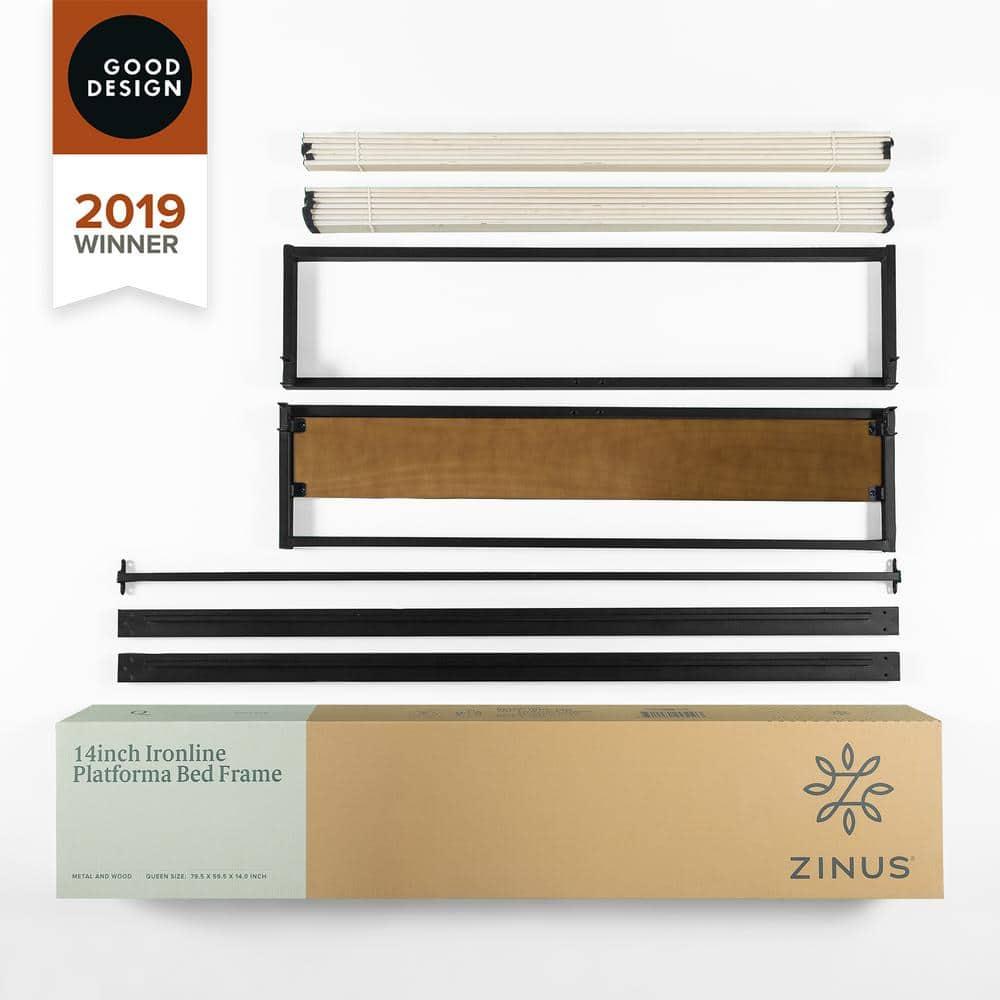 Zinus Good Design Winner Suzanne 14" Metal and Bamboo Platform Bed, King