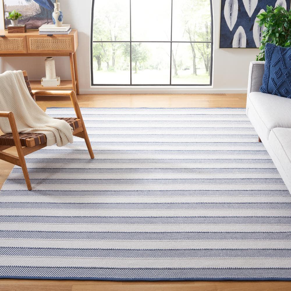 Striped Kilim STK803 Hand Woven Area Rug - Grey/Blue - 8'x10' - Safavieh.