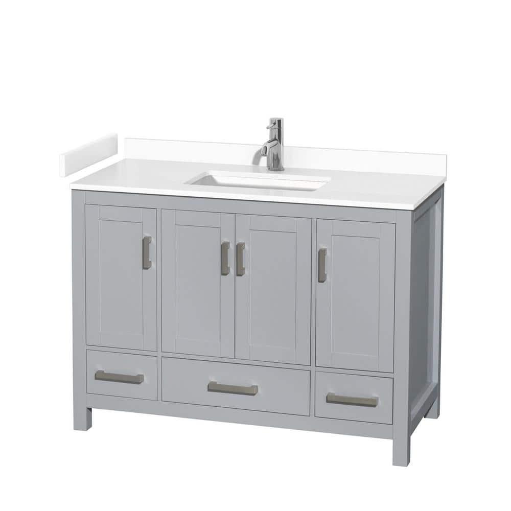 Wyndham Collection Sheffield 48" Freestanding Single Bathroom Vanity with Cultured Marble Top