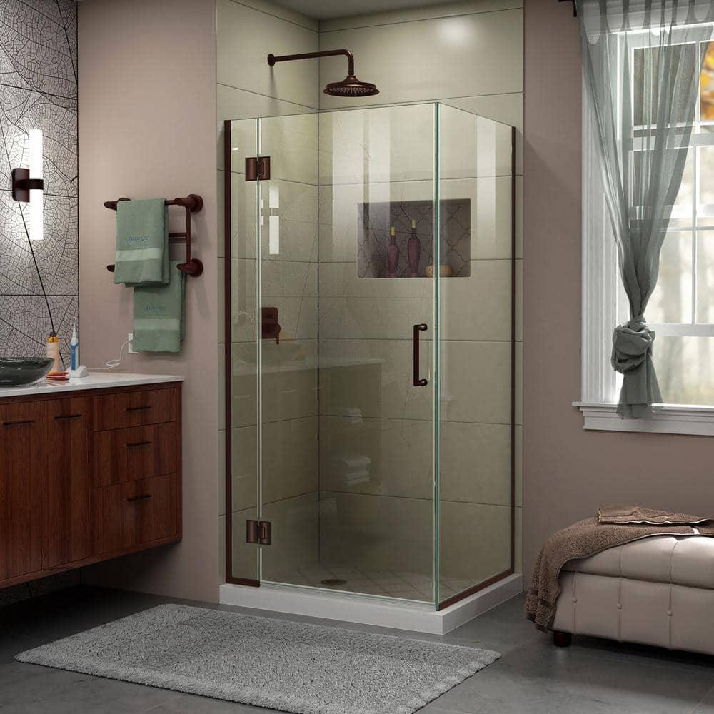 Unidoor-X 33 3/8 in. W x 30 in. D x 72 in. H Frameless Hinged Shower Enclosure