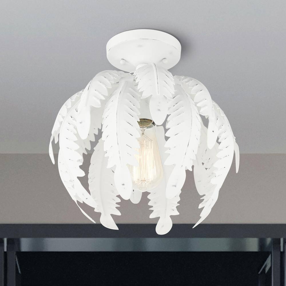 Livex Lighting Acanthus 1 - Light Semi-Flush Mount in  Antique White