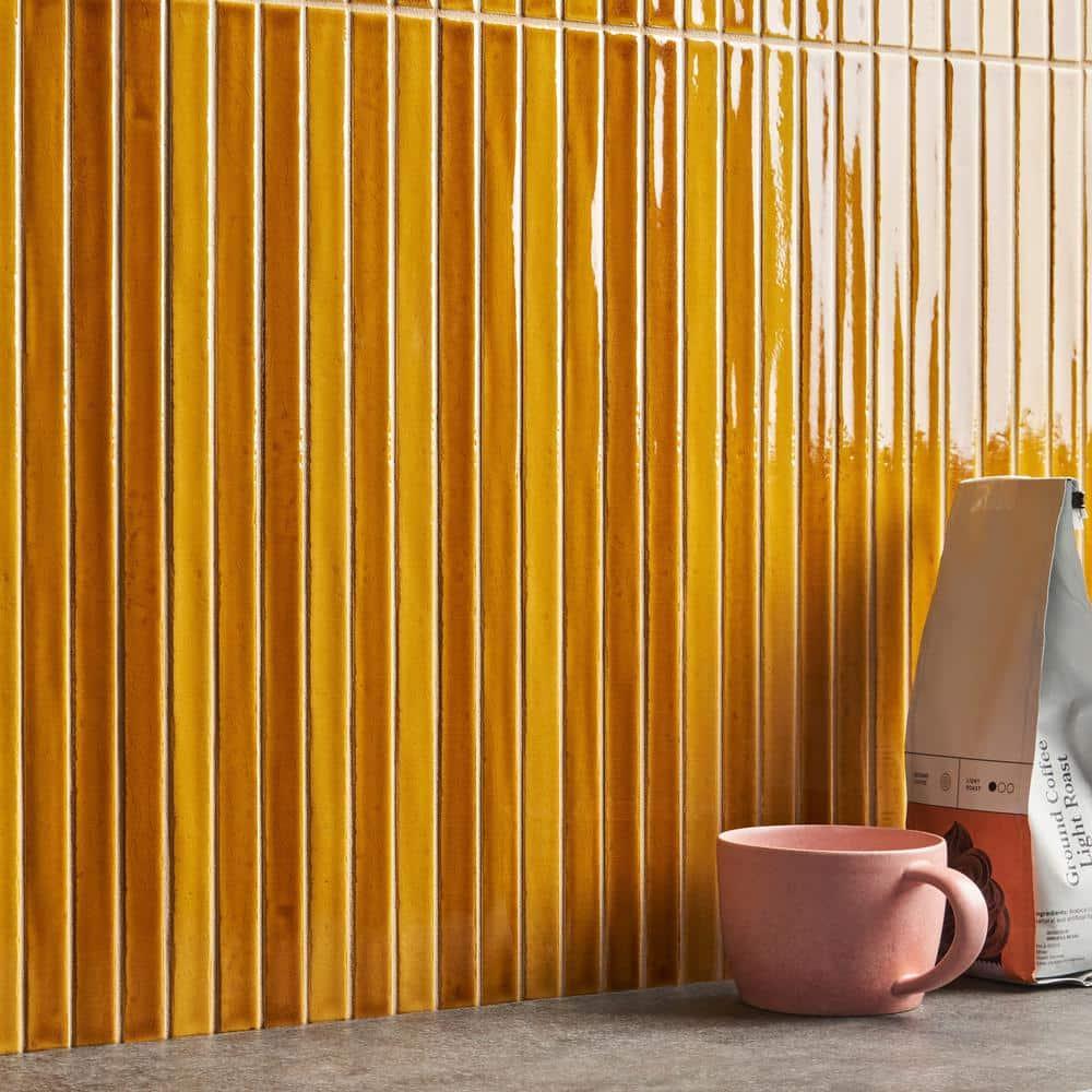 Vivanta 5.27 In. X 17.71 In. Glossy Ceramic Mosaic Elongated Subway Wall Tile (8 Sheets / Box)