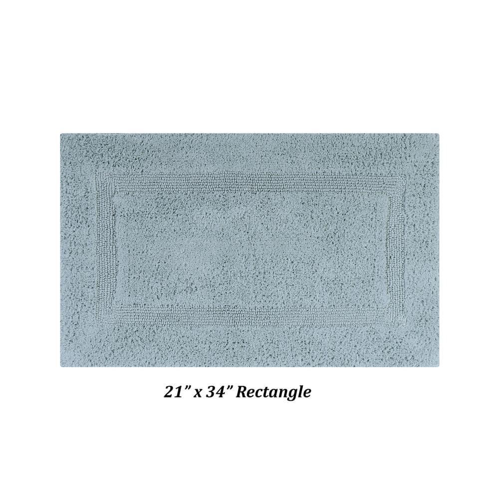 Better Trends Premium 4 Piece Bathroom Rug Set 100% Cotton, Extra Soft Tufted Bath Mat, Water Absorbent & Reversible Mat, Blue Lux Collection 