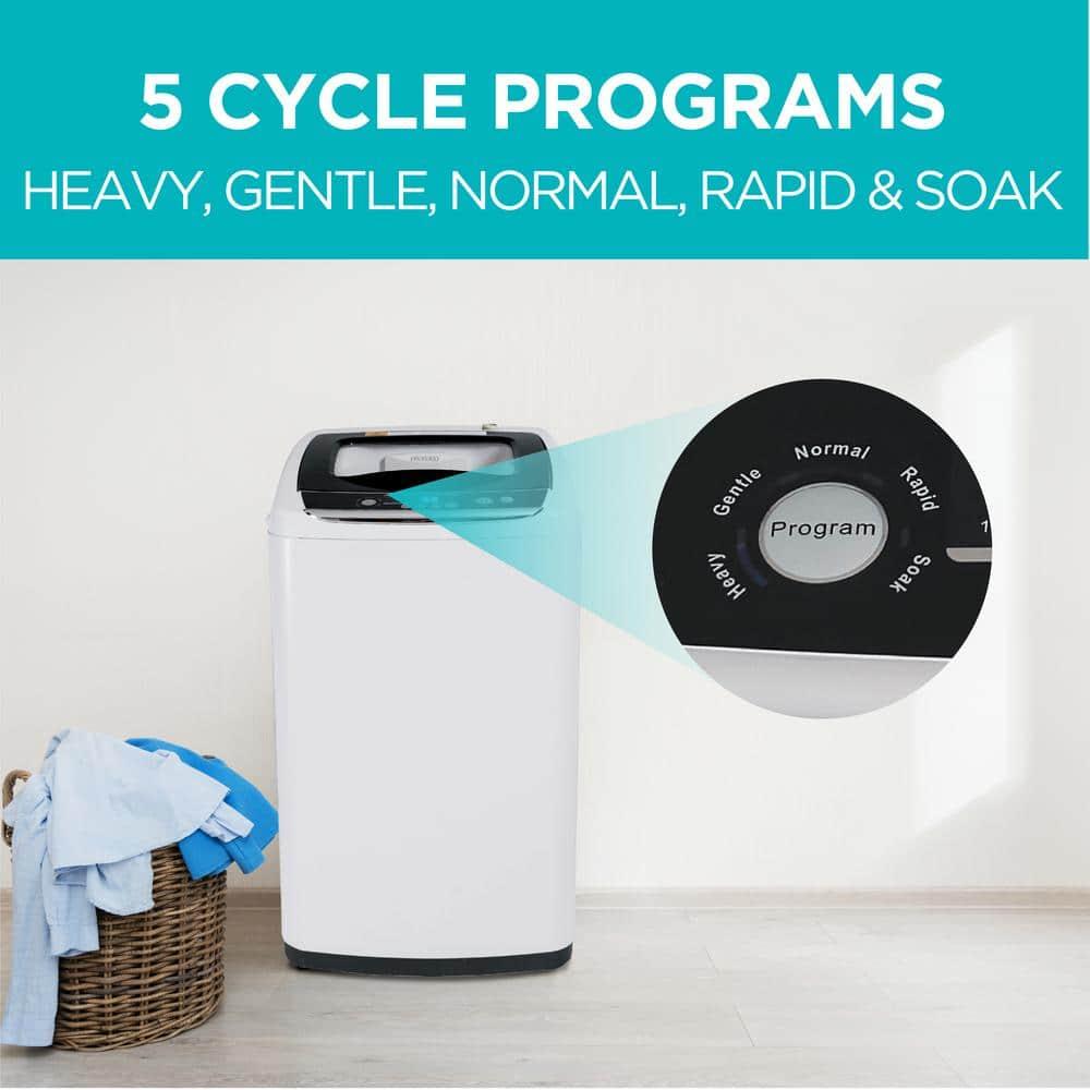 BLACK+DECKER Small Portable Washer, Washing Machine for Household Use, 0.9 Cu. Ft. with 5 Cycles, Transparent Lid & LED Display