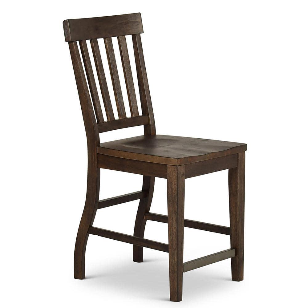 Steve Silver Set of 2 Cayla Counter Height Barstools Dark Oak: Wood Frame, Slat Back Design, CSA Certified