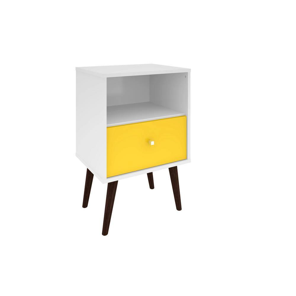 Liberty 1.0 Mid Century Modern Nightstand White/Yellow - Manhattan Comfort
