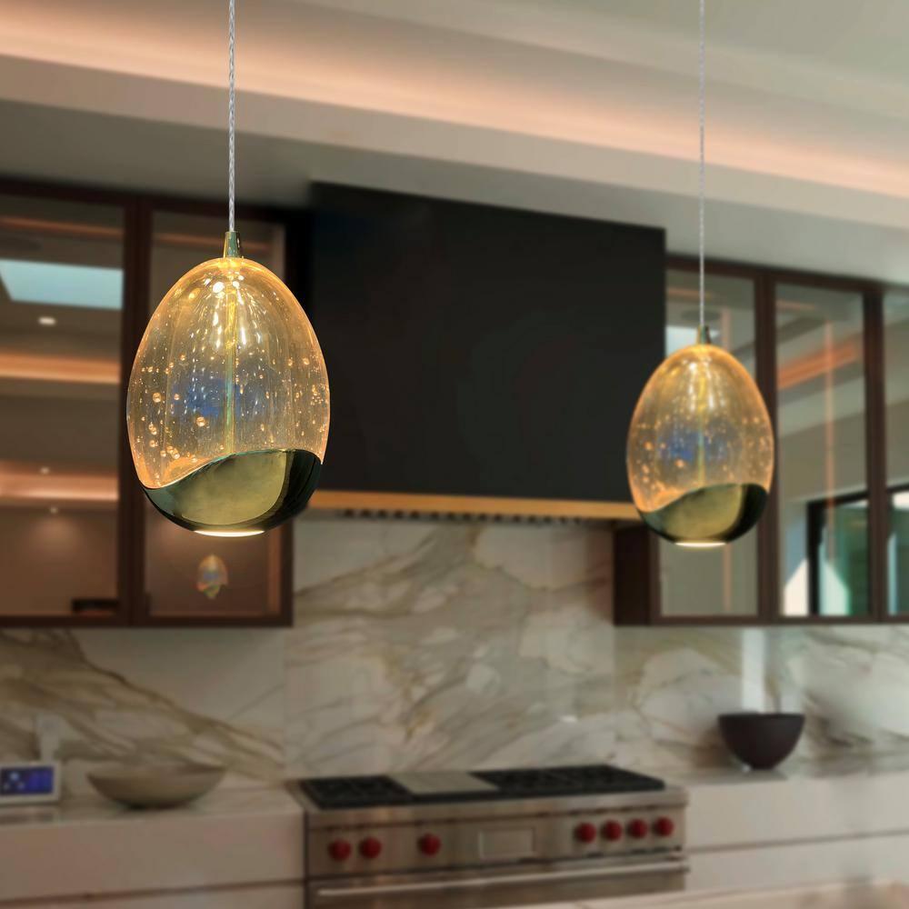 Venezia 3.5-in Integrated LED Height Adjustable ETL Certified Pendant Light with Glass Shade
