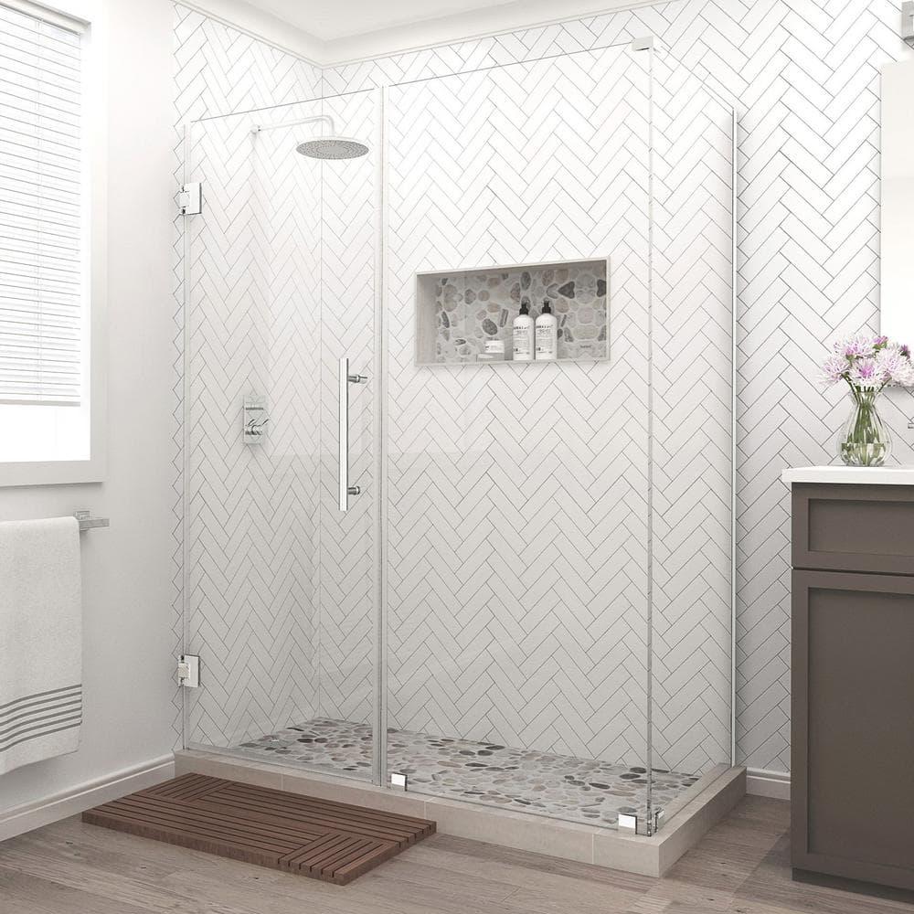 Aston SEN967EZ-CH-653332-10 72 x 65 x 32.38 in. Bromley Frameless Corner Hinged Shower Enclosure, Chrome