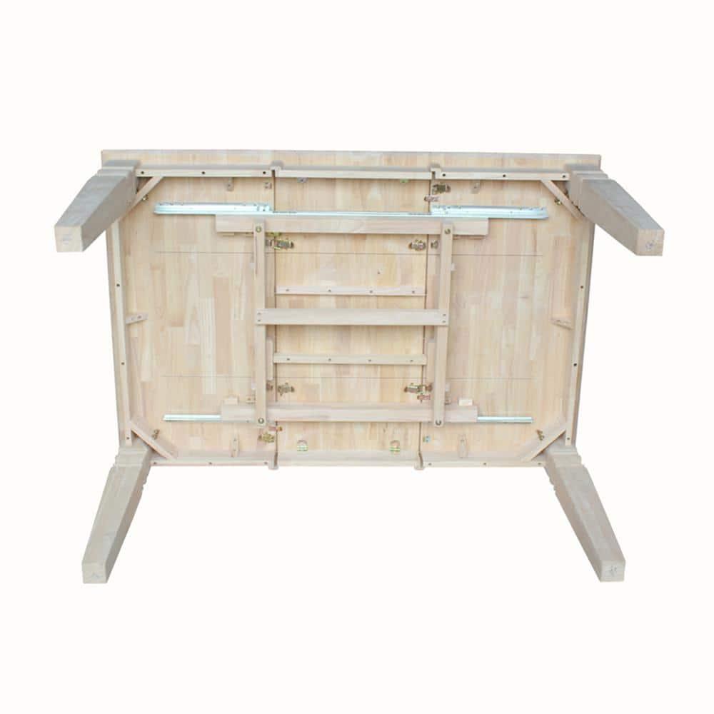 International Concepts Java Butterfly Drop Leaf Extendable Dining Table - Unfinished: Seats 6, Wood Frame, Modern Style