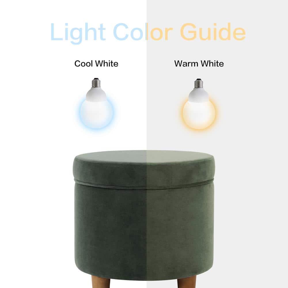 Round Storage Ottoman Loden Green - HomePop: Velvet Upholstered, Lift-Off Lid, Wood Legs, Bedroom & Living Room Furniture