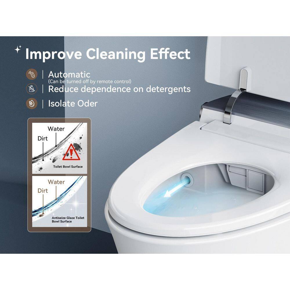 Smart Toilet with Bidet Built-in Filtered Water Cleaning, Instant Warm Water & Heated Seat, Smart Bidet Toilet with Auto/Blackout Flush, Dryer, Deodorization, Night Light & Digital Display