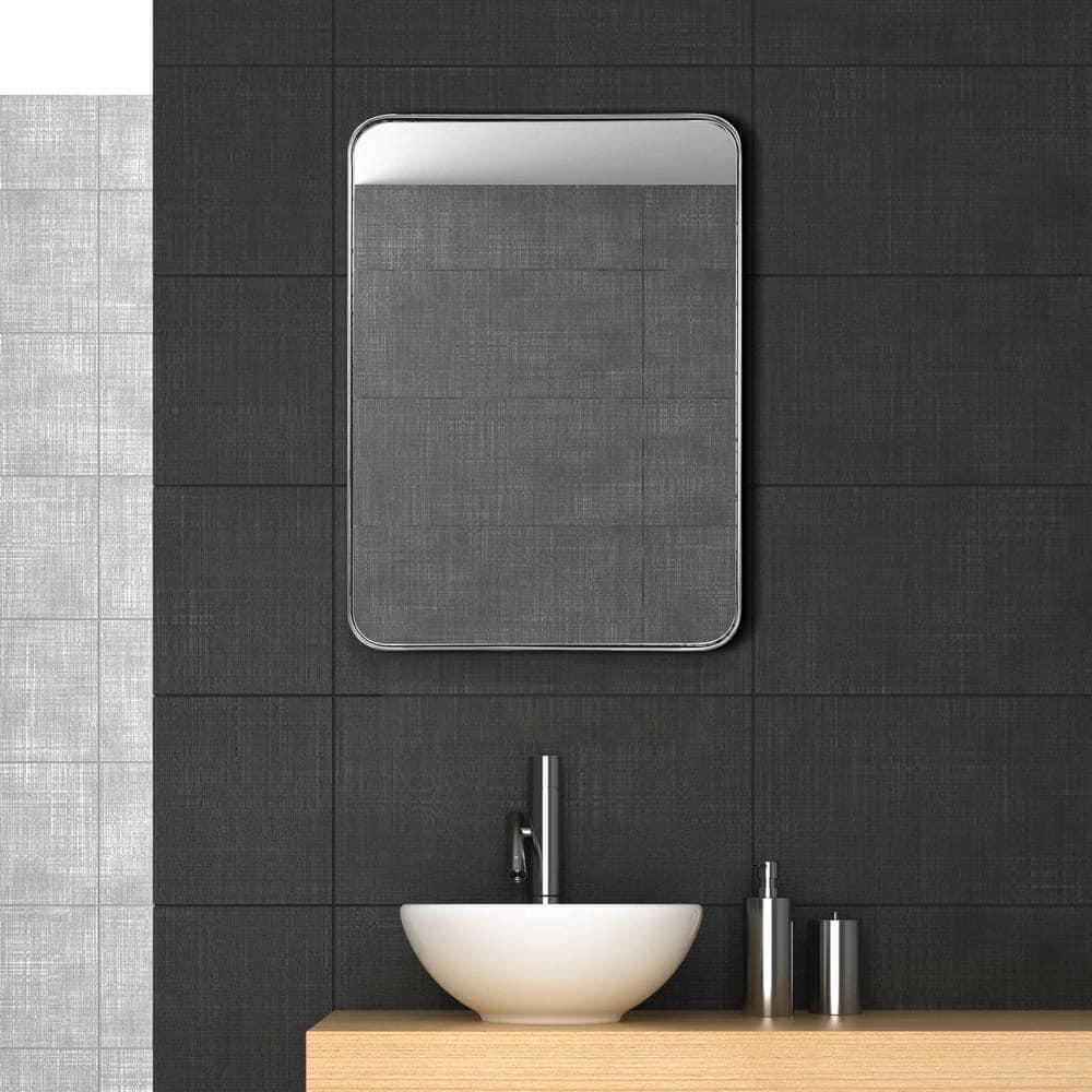 Empire Art Direct Ultra Polished Silver Stainless Steel Frame Rectangle Wall Mirror, 22" x 30" x 2", Ready to Hang