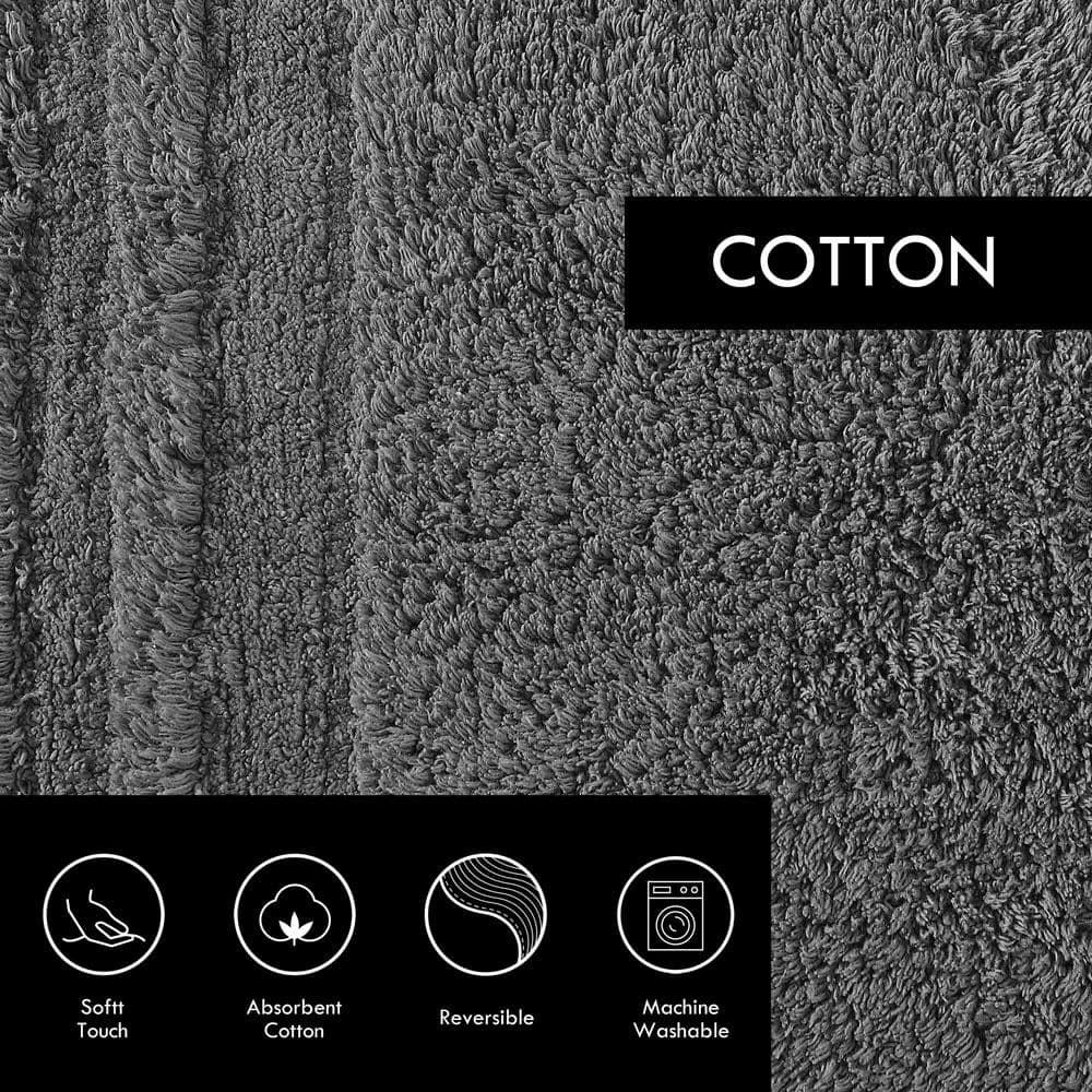 Eden Plush Pile Solid Reversible Cotton White 2 Piece Bath Rug Set