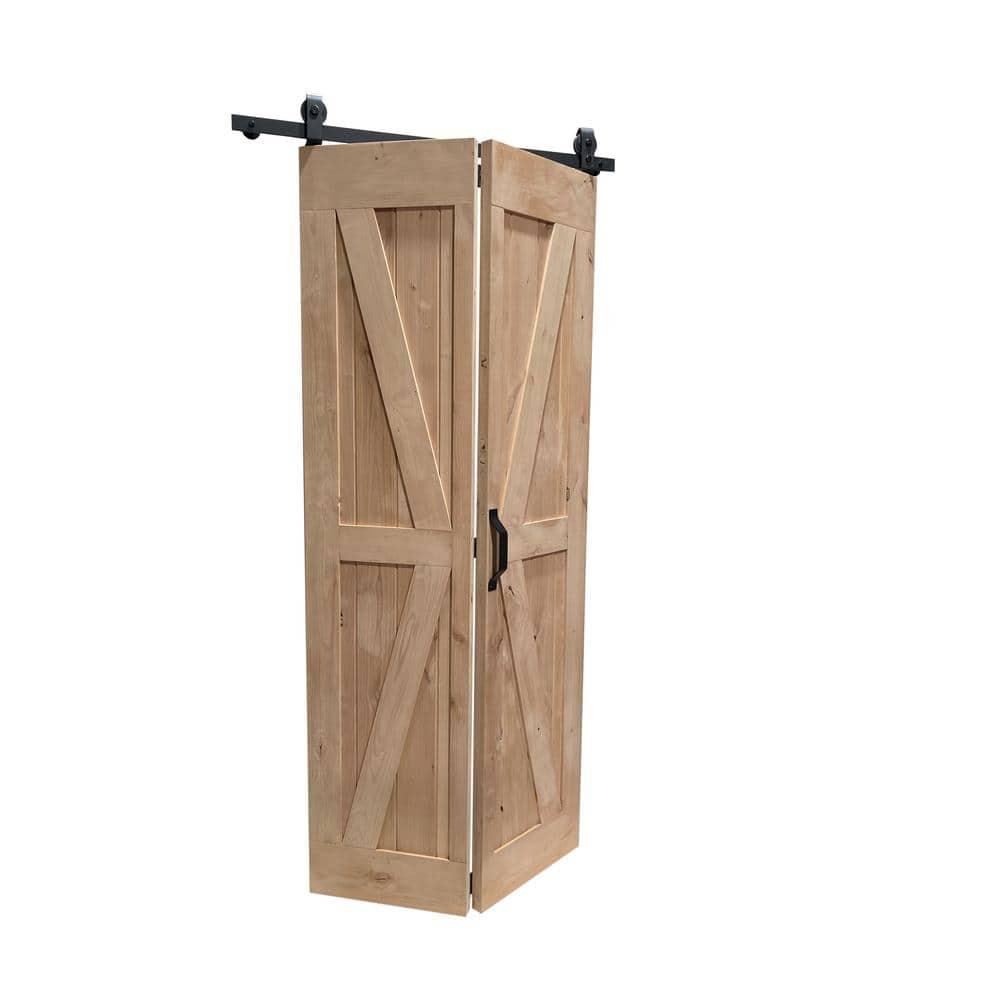 Lubann Paneled Solid Alder Wood Bifold Biparting Barn Door Slab