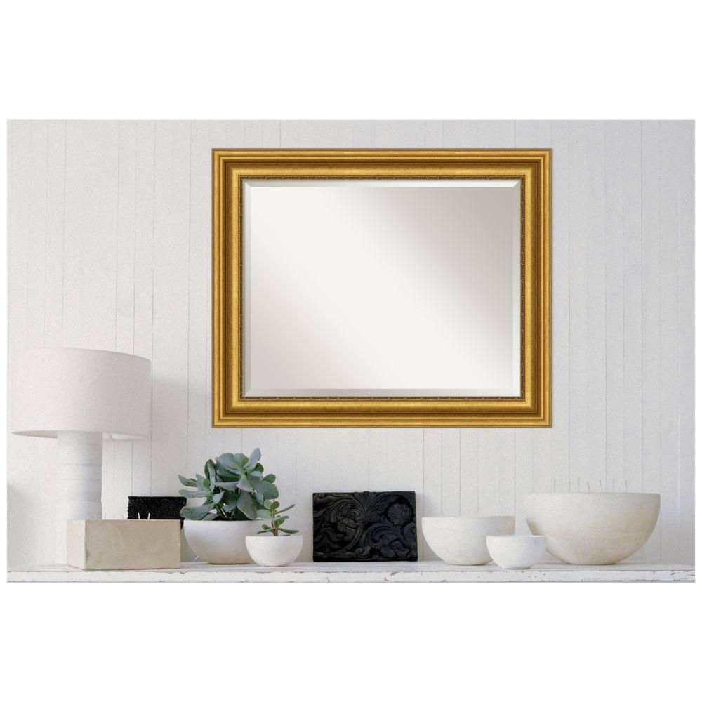 Parlor Gold Rectangular Beveled Bathroom Vanity Mirror