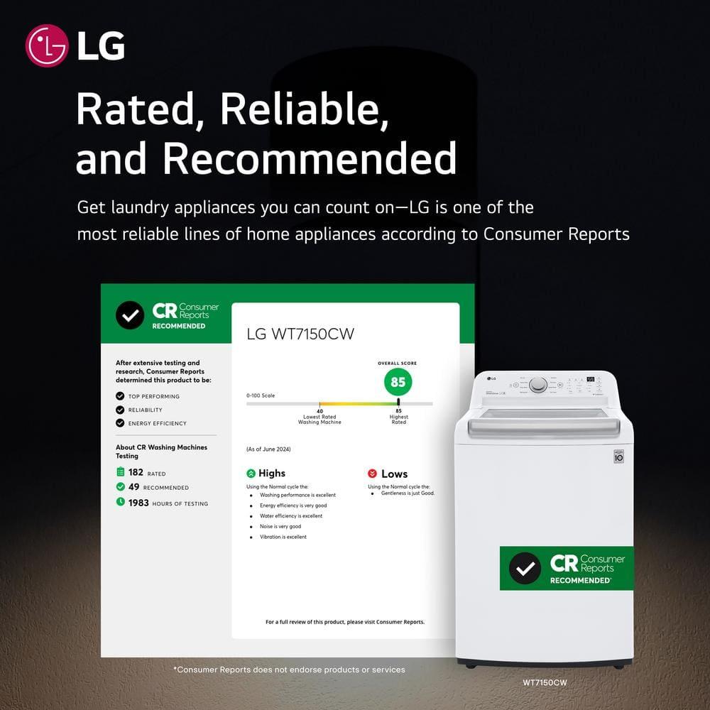 LG WT7150CW 5.0 Cu. Ft. White Mega Capacity Top Load Washer with TurboDrum™ Technology