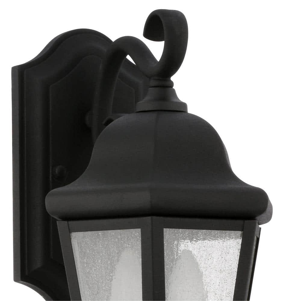 Martinsville Black 14.5" Outdoor Wall Lantern with Seeded Glass