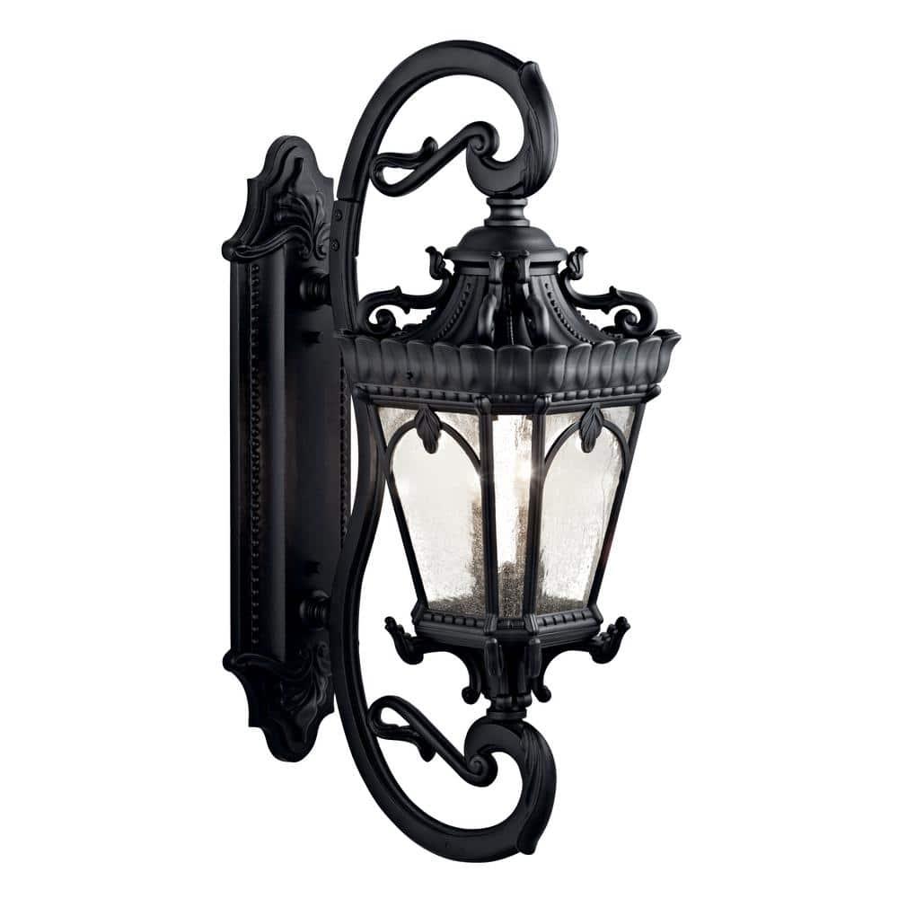Tournai 37.75" 4 Light Outdoor Wall Light with Clear Seeded Glass in Textured Black