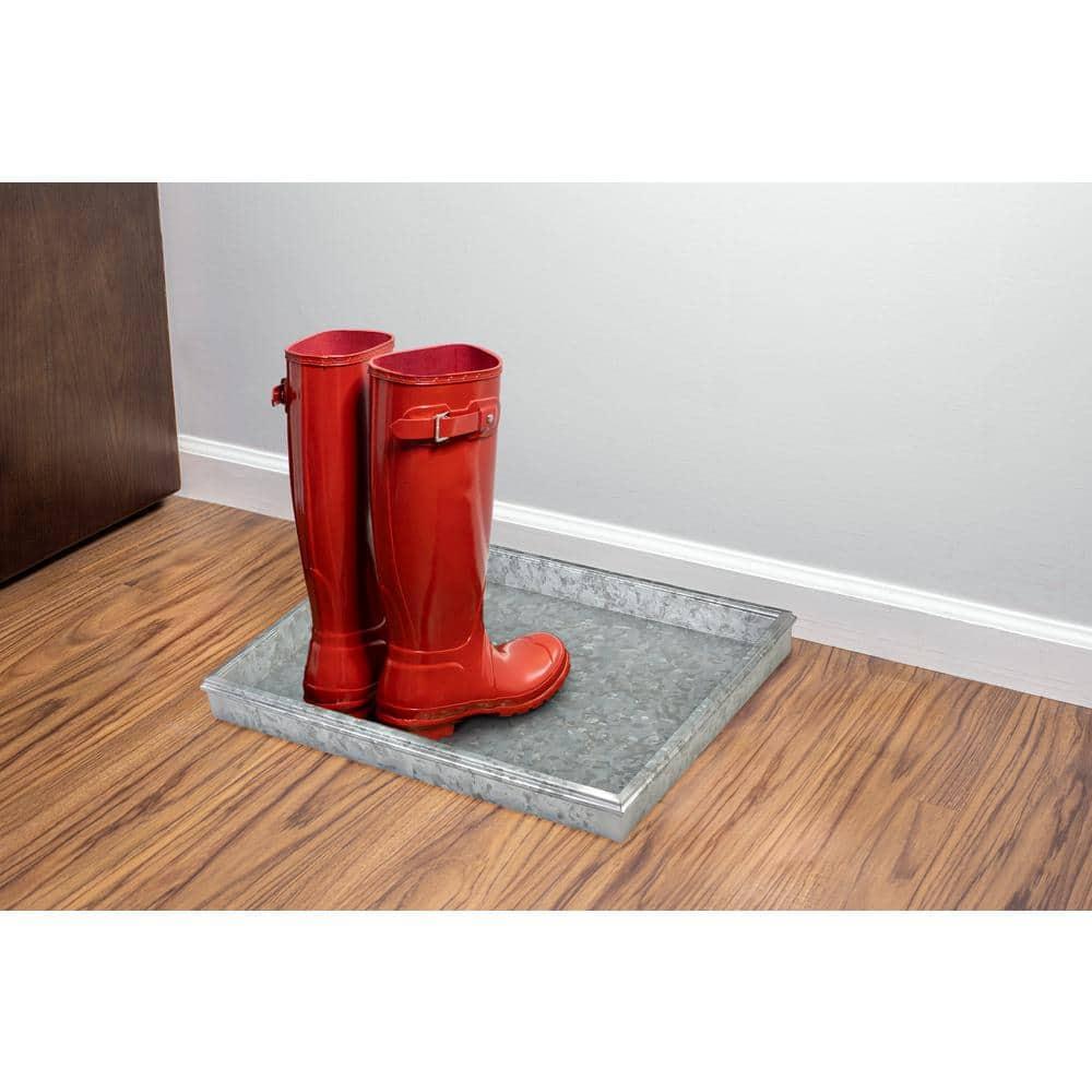 Galvanized Gray Rectangular Metal Multi-Purpose Boot Tray