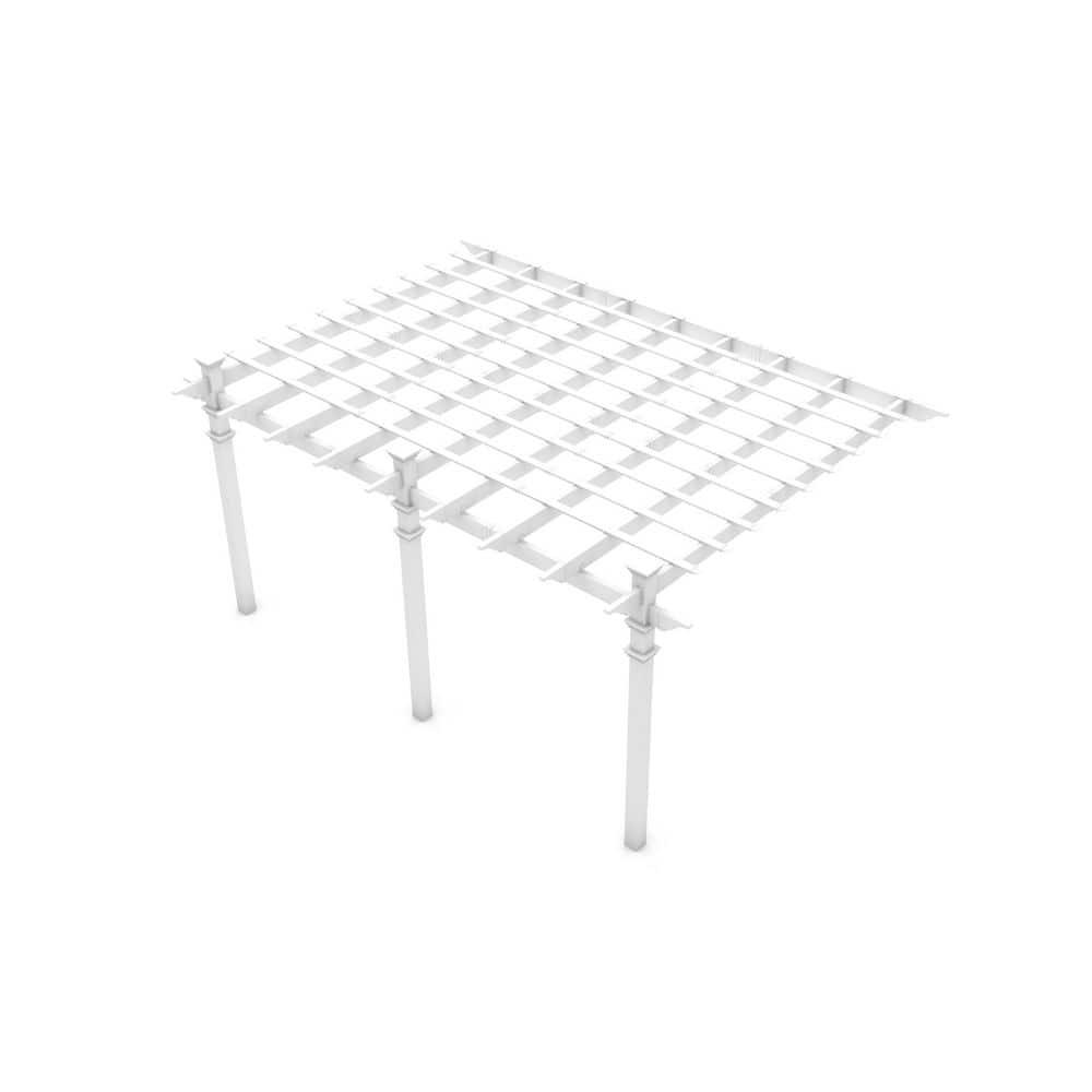 Vita Valencia 12 ft x 16 ft White Vinyl Attached Pergola, VA42086