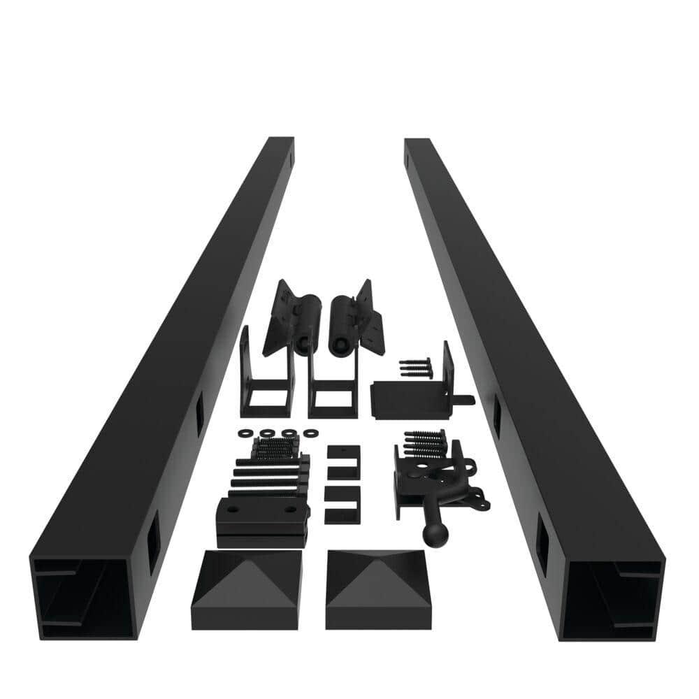 5 ft. H Black Aluminum 3 Rail Adjustable Fence Gate Kit