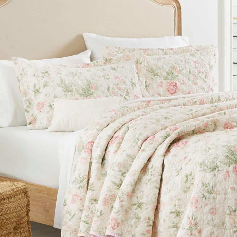 Laura Ashley Laura Ashley Breezy Floral Cotton Reversible Quilt Set