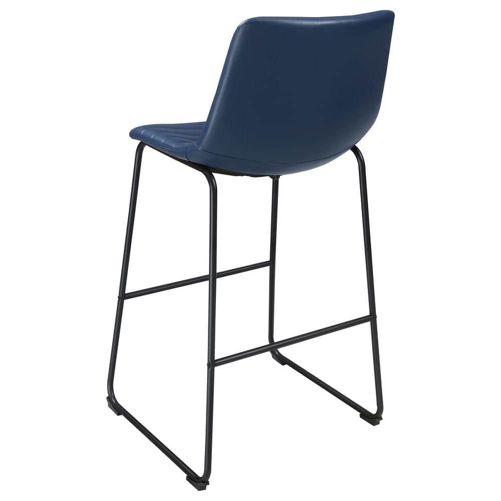 Coaster Zuni Rustic Faux Leather Upholstered Counter Chair in Blue